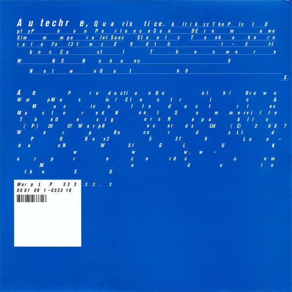 Autechre – Quaristice (Vinyle neuf/New LP)