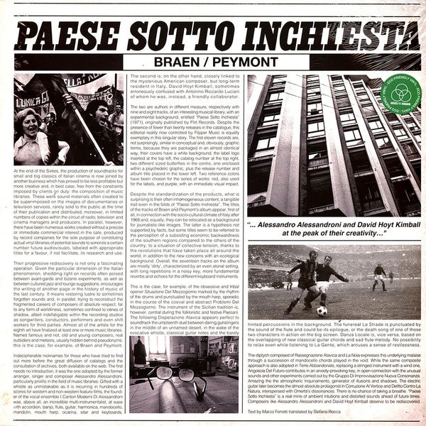 Braen, Peymont – Paese Sotto Inchiesta (Vinyle neuf/New LP)